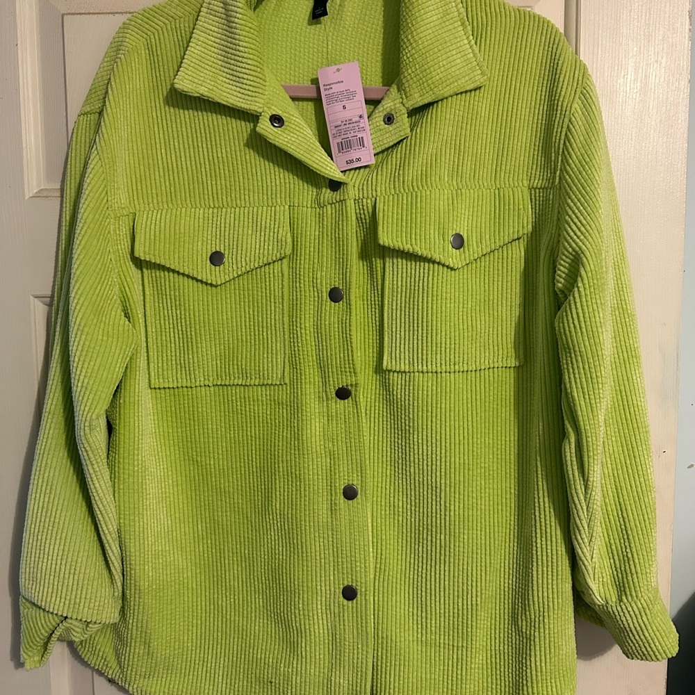 Wild Fable Lime Corduroy Utility Jacket